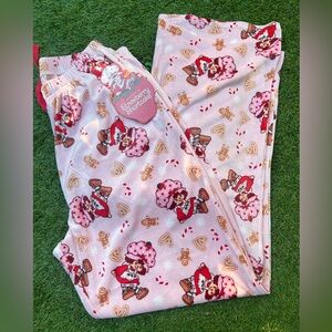 Pink Strawberry Shortcake Gingerbread Christmas PJ Pants